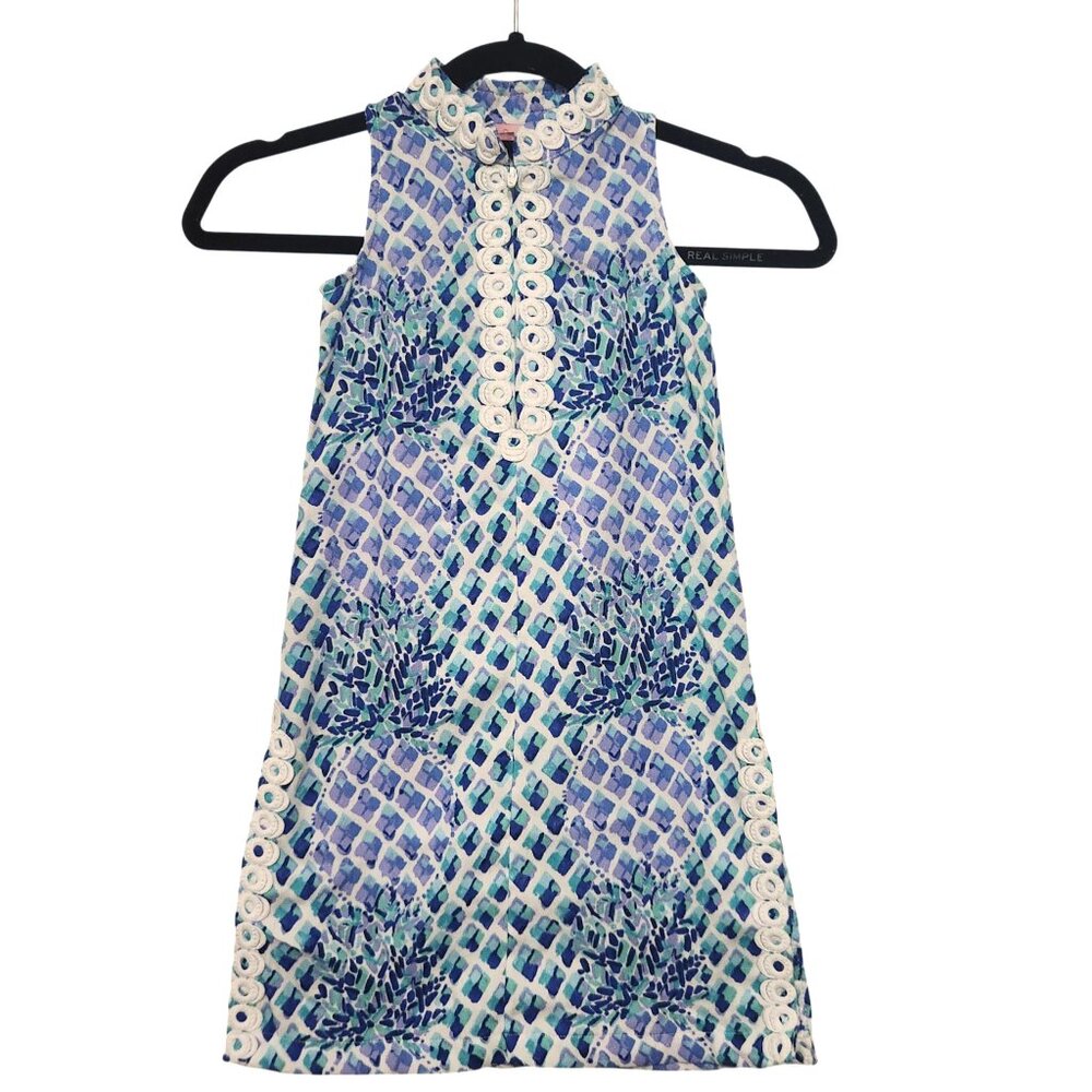 Lilly Pulitzer Girls Jane Shift Dress Size 3 Coastal Pineapple